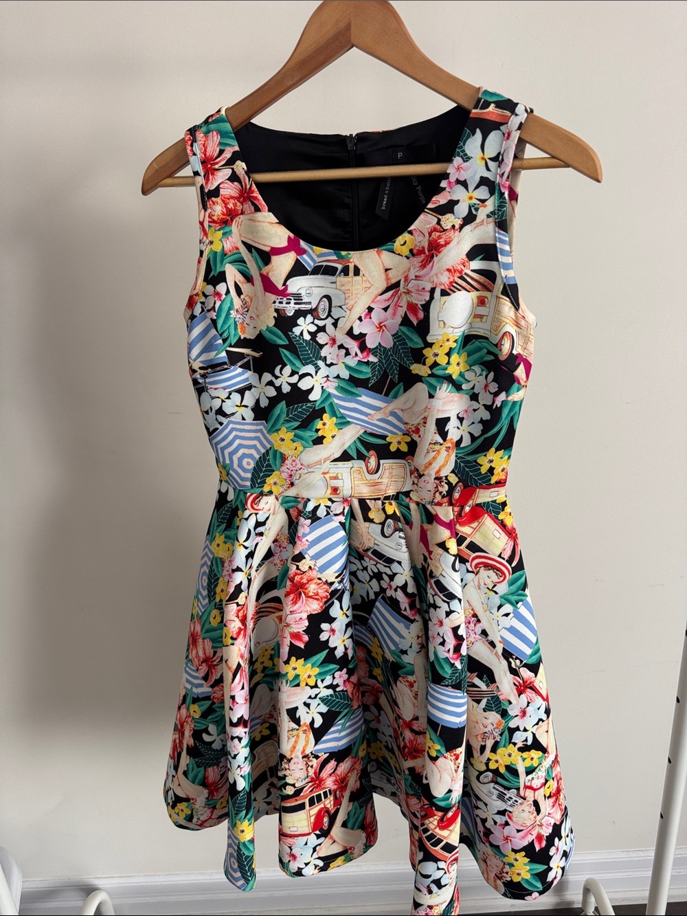 Bread N Butter Tropical Print Dress in Black Multicolor